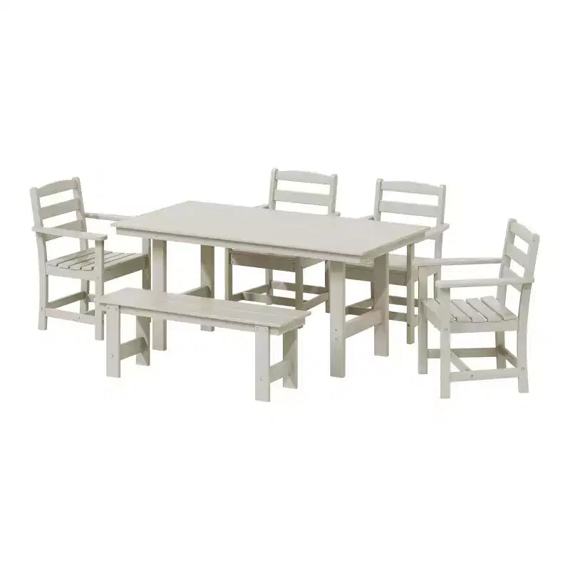 WestinTrends Ashore Ensemble de 6 pièces de salle à manger d'extérieur en PEHD avec banc