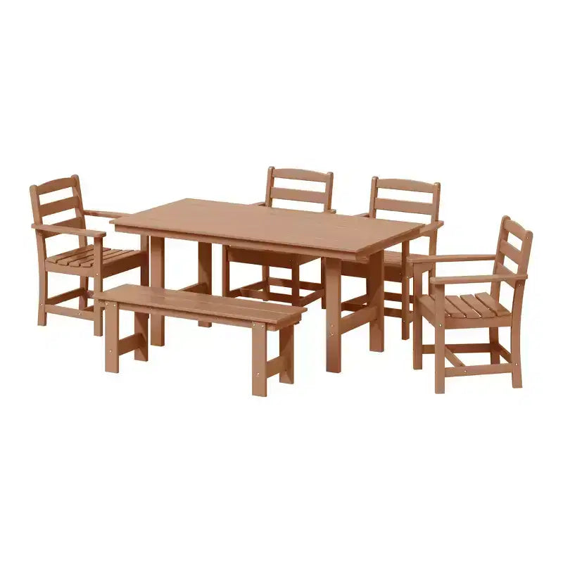 WestinTrends Ashore Ensemble de 6 pièces de salle à manger d'extérieur en PEHD avec banc