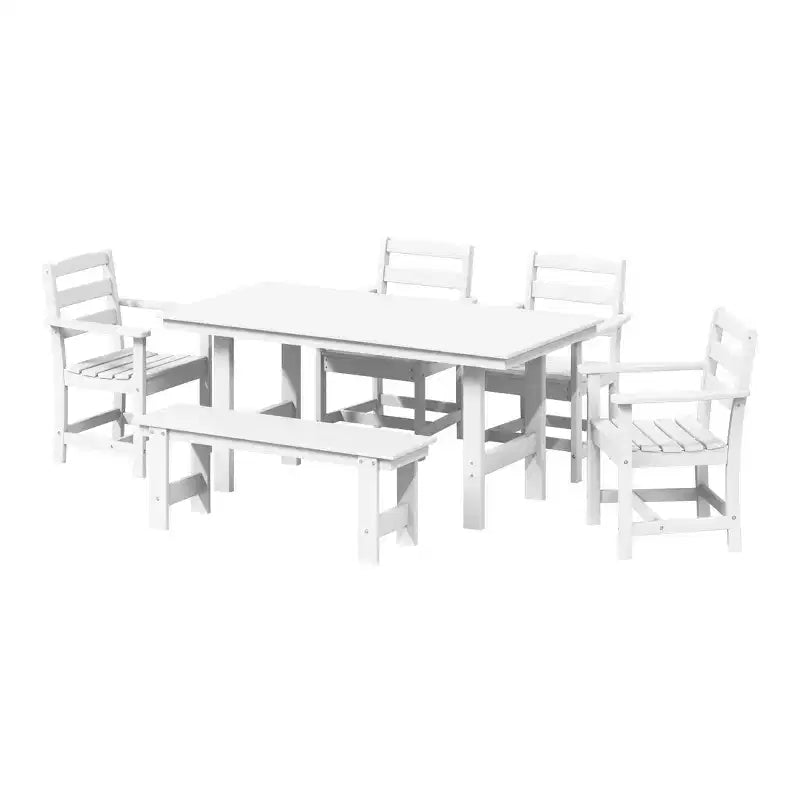 WestinTrends Ashore Ensemble de 6 pièces de salle à manger d'extérieur en PEHD avec banc