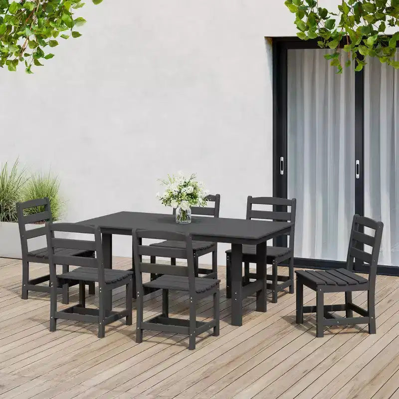 WestinTrends Ashore Set da pranzo da esterno rettangolare a 7 pezzi in HDPE con sedie laterali