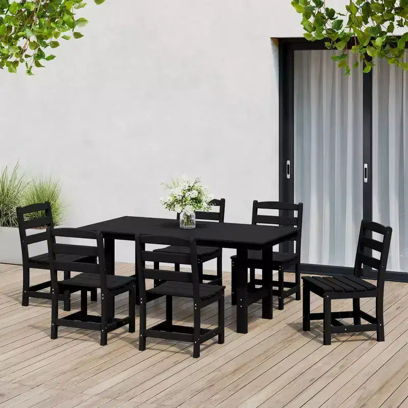 WestinTrends Ashore Set da pranzo da esterno rettangolare a 7 pezzi in HDPE con sedie laterali