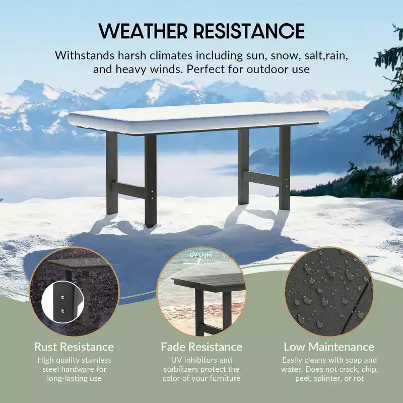 WestinTrends Ashore Set da pranzo da esterno rettangolare a 7 pezzi in HDPE con sedie laterali