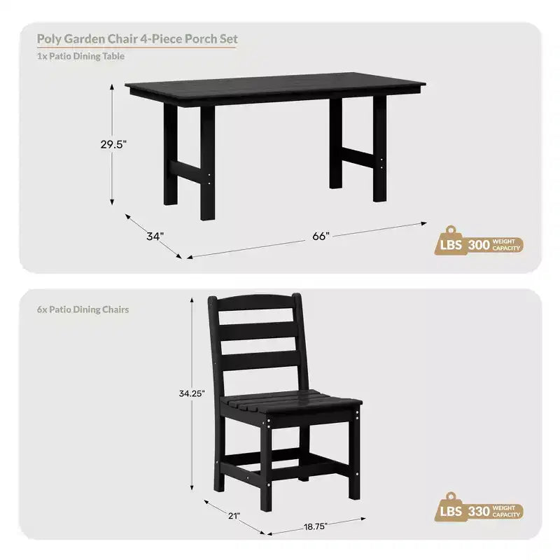 WestinTrends Ashore Set da pranzo da esterno rettangolare a 7 pezzi in HDPE con sedie laterali