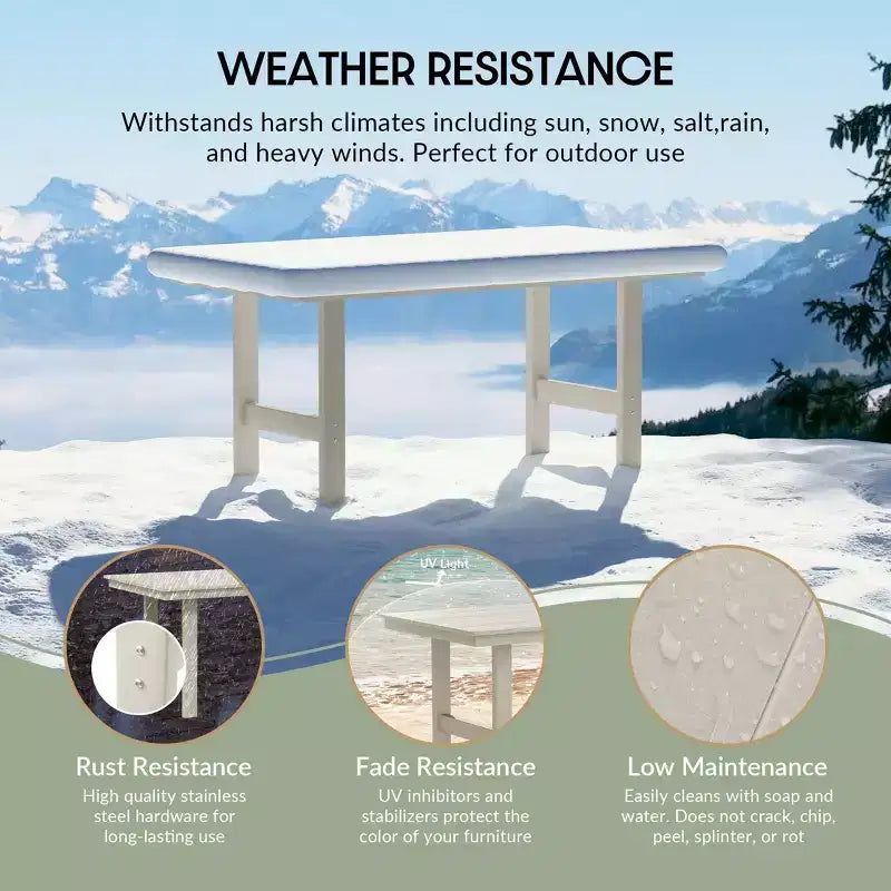 WestinTrends Ashore Set da pranzo da esterno rettangolare a 7 pezzi in HDPE con sedie laterali