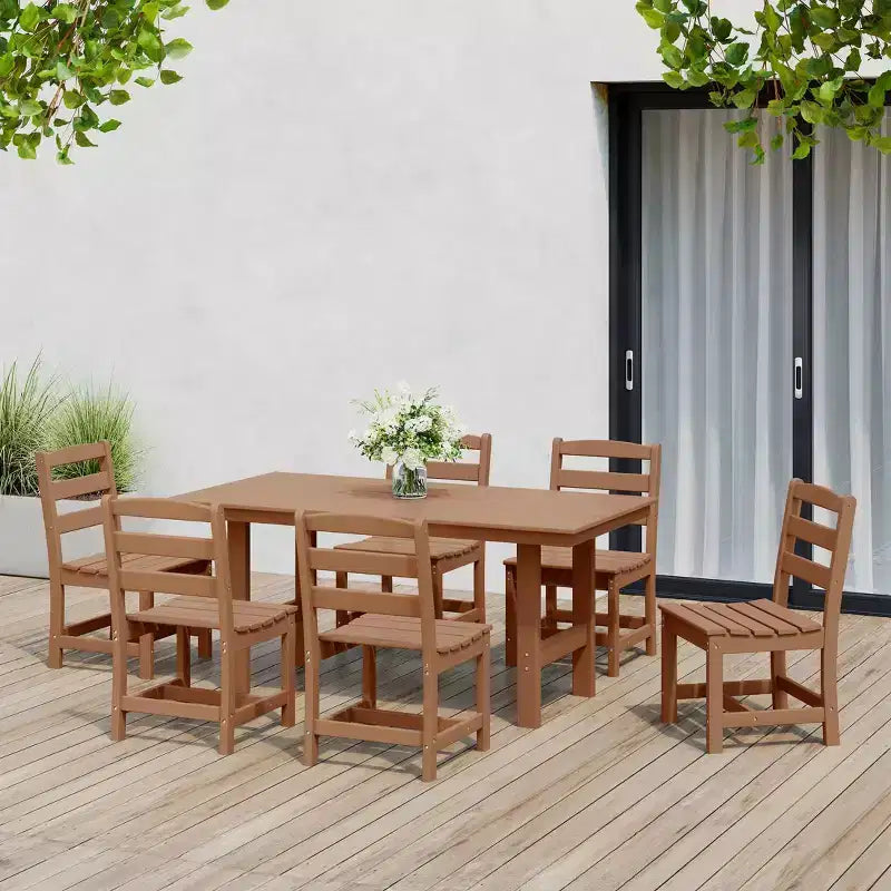 WestinTrends Ashore Set da pranzo da esterno rettangolare a 7 pezzi in HDPE con sedie laterali