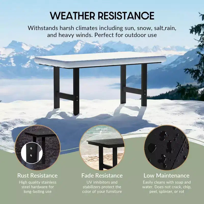 WestinTrends Ashore Set da pranzo da esterno rettangolare a 7 pezzi in HDPE con sedie laterali
