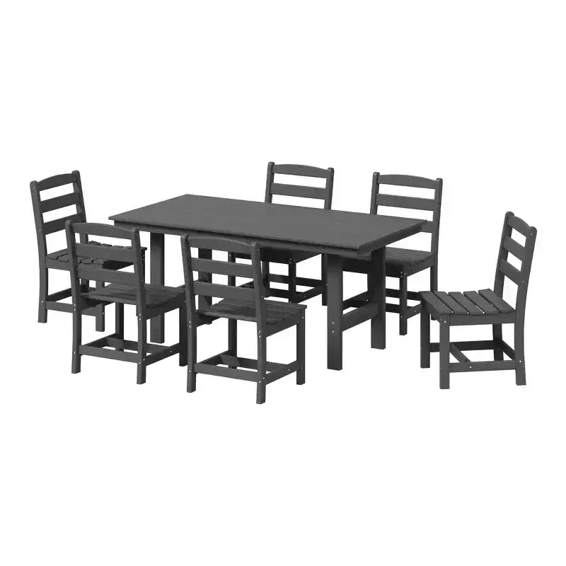 Ensemble de salle à manger d'extérieur rectangulaire 7 pièces WestinTrends Ashore en PEHD avec chaises d'appoint