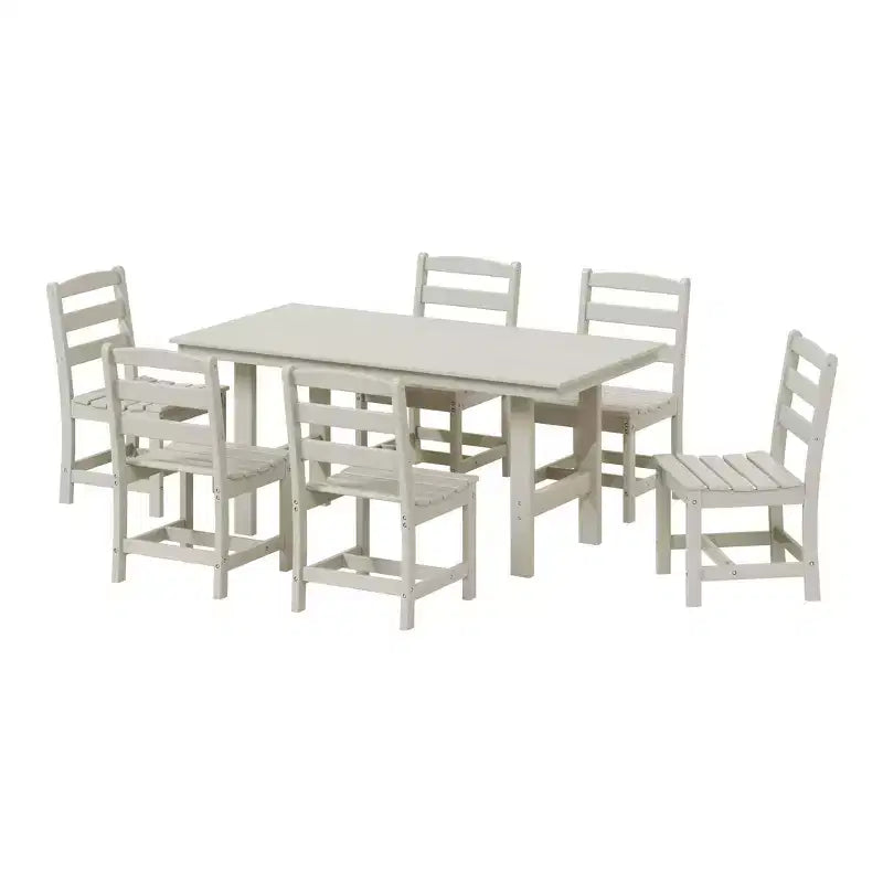 Ensemble de salle à manger d'extérieur rectangulaire 7 pièces WestinTrends Ashore en PEHD avec chaises d'appoint