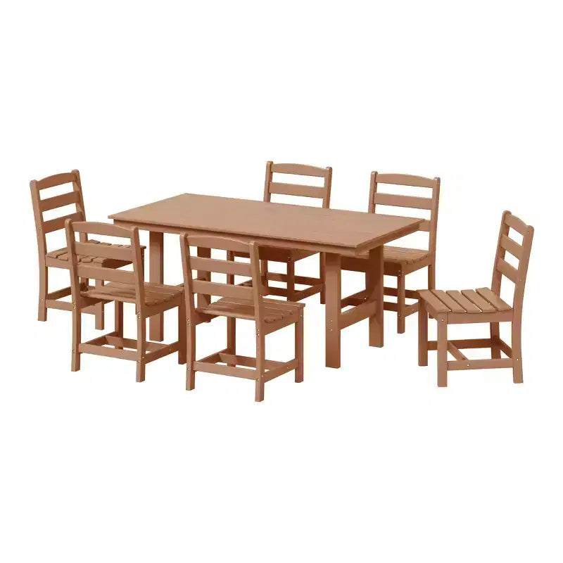 Ensemble de salle à manger d'extérieur rectangulaire 7 pièces WestinTrends Ashore en PEHD avec chaises d'appoint