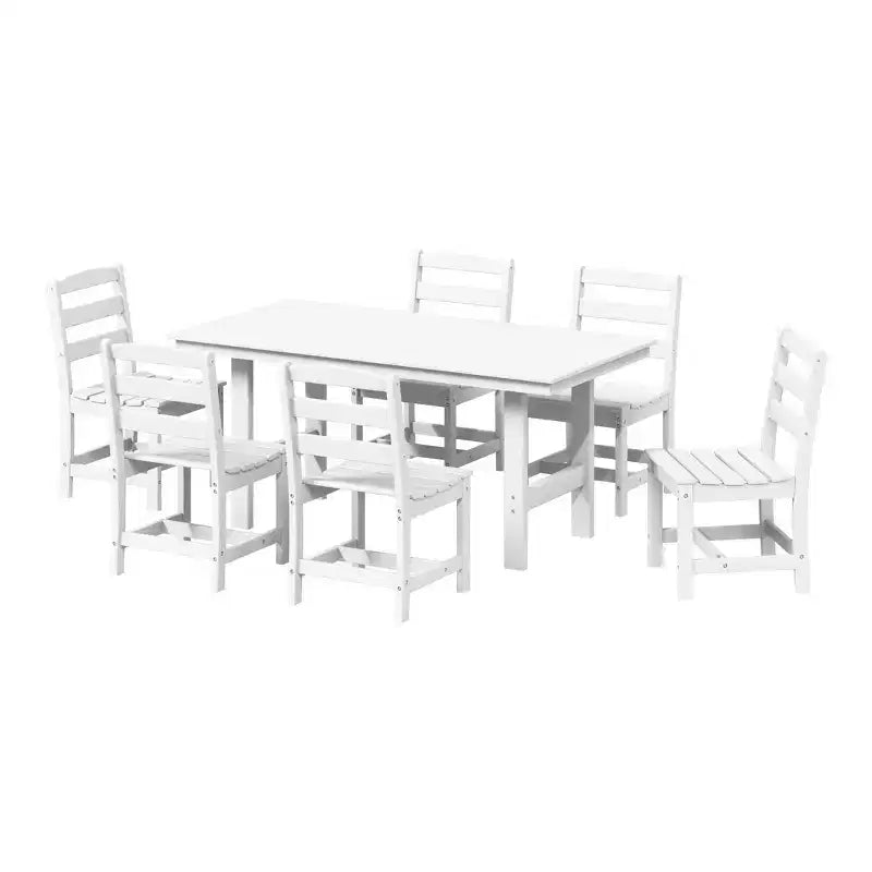 Ensemble de salle à manger d'extérieur rectangulaire 7 pièces WestinTrends Ashore en PEHD avec chaises d'appoint
