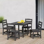 Ensemble de salle à manger d'extérieur WestinTrends Ashore 5 pièces avec table carrée en HDPE et chaises sans accoudoirs