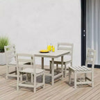 Ensemble de salle à manger d'extérieur WestinTrends Ashore 5 pièces avec table carrée en HDPE et chaises sans accoudoirs