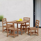Ensemble de salle à manger d'extérieur WestinTrends Ashore 5 pièces avec table carrée en HDPE et chaises sans accoudoirs