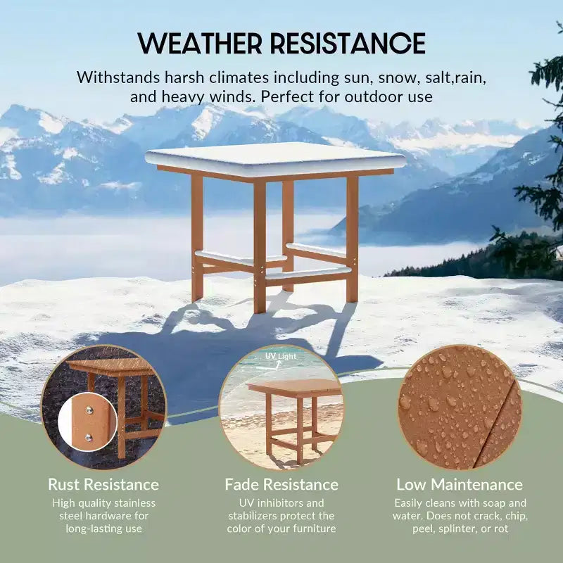 Ensemble de salle à manger d'extérieur WestinTrends Ashore 5 pièces avec table carrée en HDPE et chaises sans accoudoirs