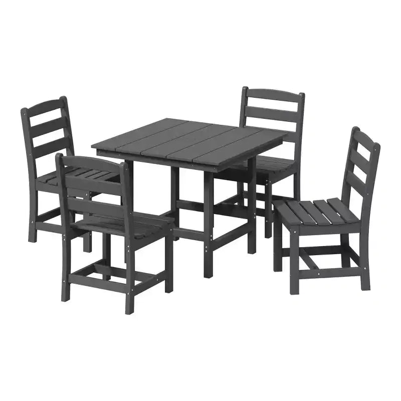 Ensemble de salle à manger d'extérieur WestinTrends Ashore 5 pièces avec table carrée en HDPE et chaises sans accoudoirs