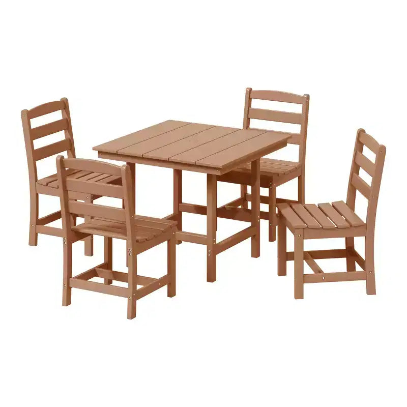 Ensemble de salle à manger d'extérieur WestinTrends Ashore 5 pièces avec table carrée en HDPE et chaises sans accoudoirs
