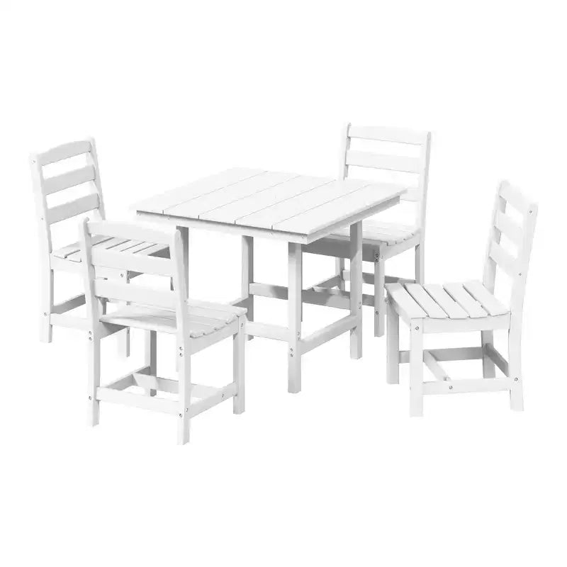 Ensemble de salle à manger d'extérieur WestinTrends Ashore 5 pièces avec table carrée en HDPE et chaises sans accoudoirs