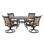 CLIHOME 5-Piece Outdoor Aluminum Dining Set With 4 360 Swivel Chairs & 1 48 Round Ceramic Tile Table With Umbrella Hole