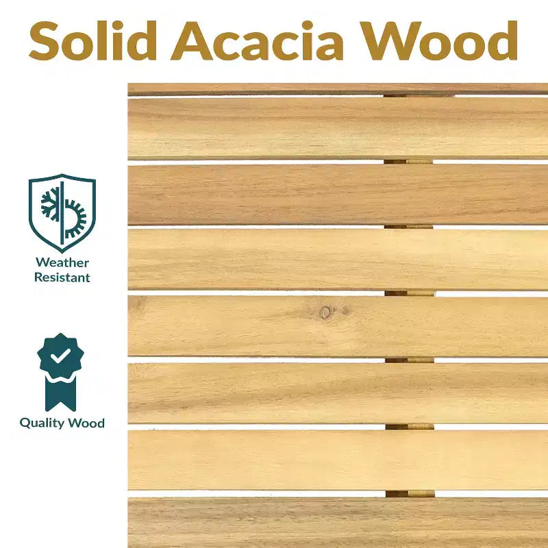 Sunnydaze Rodanthe Set da pranzo da esterno in legno di acacia con tavolo e poltrone - 5 pezzi - Naturale/Bianco Osso