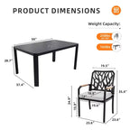 Christopher Knight Home Haggai Set da pranzo da 5 pezzi in alluminio con schienale a forma di ramo e cuscini Sunbrella