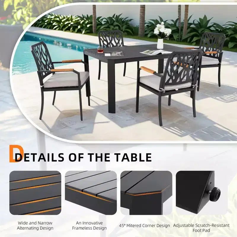 Christopher Knight Home Haggai Set da pranzo da 5 pezzi in alluminio con schienale a forma di ramo e cuscini Sunbrella