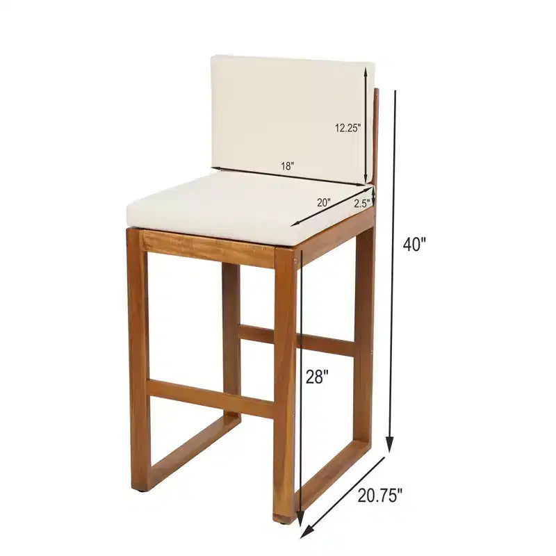 Christopher Knight Home Goleta Set Bar da Esterno in Legno di Acacia a 3 Pezzi con Cuscini Idrorepellenti