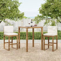 Christopher Knight Home Goleta 3 Piece Outdoor Acacia Wood Bar Set with Water-Resistant Cushions