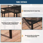 CLIHOME Set da pranzo da esterno 7 pezzi, tavolo e sedie da patio con telaio in acciaio a rete da 65 pollici