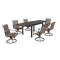 CLIHOME 7-Piece Extendable Outdoor Dining Set,With Telescopic Table And 360Swivel Chair Patio Set
