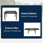 CLIHOME Ensemble de salle à manger d'extérieur extensible 7 pièces, avec table télescopique et chaises pivotantes à 360°