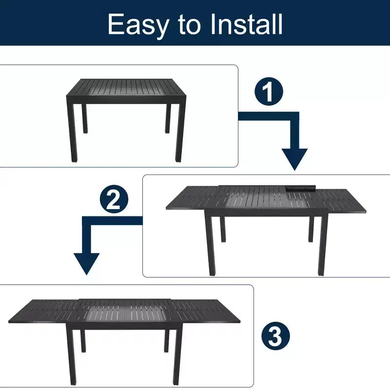 CLIHOME Ensemble de salle à manger d'extérieur extensible 7 pièces, avec table télescopique et chaises pivotantes à 360°