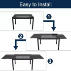 CLIHOME Ensemble de salle à manger d'extérieur extensible 7 pièces, avec table télescopique et chaises pivotantes à 360°
