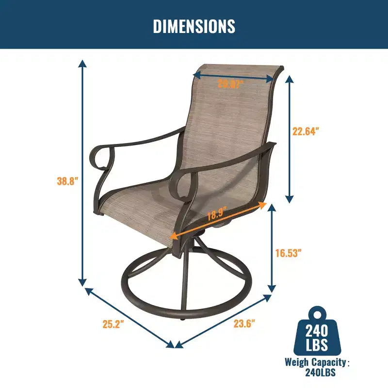 CLIHOME Ensemble de salle à manger d'extérieur extensible 7 pièces, avec table télescopique et chaises pivotantes à 360°