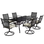 CLIHOME 8-Piece Outdoor Dining Set,Square Table With Sunshade Umbrella Hole & 360 Swivel Chairs Patio Set