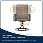 Set da pranzo da esterno CLIHOME 8 pezzi, tavolo quadrato convertibile con foro per ombrellone integrato e sedie girevoli a 360°