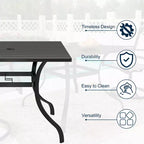 Set da pranzo da esterno CLIHOME 8 pezzi, tavolo quadrato convertibile con foro per ombrellone integrato e sedie girevoli a 360°