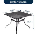Set da pranzo da esterno CLIHOME 8 pezzi, tavolo quadrato convertibile con foro per ombrellone integrato e sedie girevoli a 360°