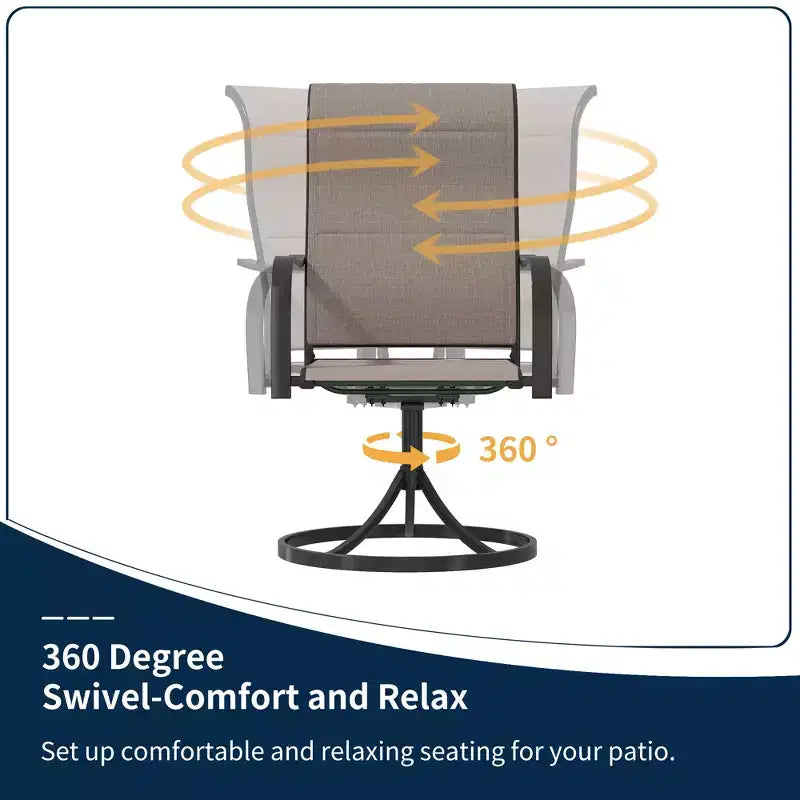 CLIHOME Set da pranzo da esterno 9 pezzi, tavolo allungabile e sedie girevoli a 360°