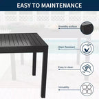 CLIHOME Set da pranzo da esterno 9 pezzi, tavolo allungabile e sedie girevoli a 360°