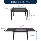 CLIHOME Set da pranzo da esterno 9 pezzi, tavolo allungabile e sedie girevoli a 360°