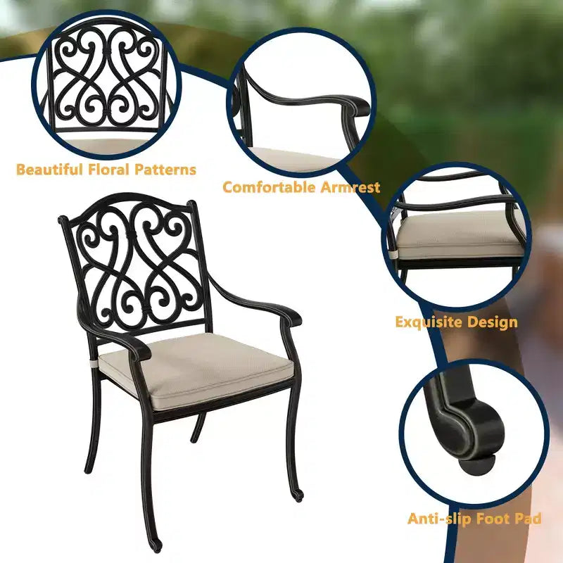 CLIHOME Ensemble de salle à manger d'extérieur 9 pièces en fonte d'aluminium avec coussins de canapé
