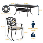 CLIHOME Ensemble de salle à manger d'extérieur 9 pièces en fonte d'aluminium avec coussins de canapé
