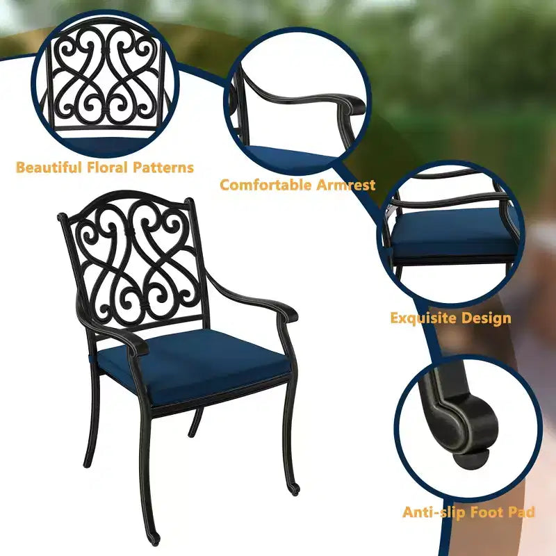 CLIHOME Ensemble de salle à manger d'extérieur 9 pièces en fonte d'aluminium avec coussins de canapé