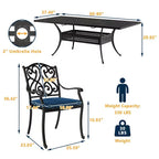 CLIHOME Ensemble de salle à manger d'extérieur 9 pièces en fonte d'aluminium avec coussins de canapé
