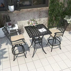 CLIHOME Ensemble de patio 3 pièces en fonte d'aluminium avec coussins de canapé, hauteur bar