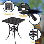CLIHOME Ensemble de patio 3 pièces en fonte d'aluminium avec coussins de canapé, hauteur bar