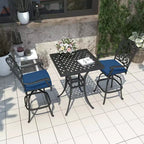 CLIHOME Ensemble de patio 3 pièces en fonte d'aluminium avec coussins de canapé, hauteur bar