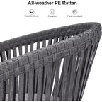 Set da pranzo per esterni PURPLE LEAF con tavolo da pranzo in alluminio per patio e sedie in vimini e rattan, mobili moderni con cuscini per il cortile