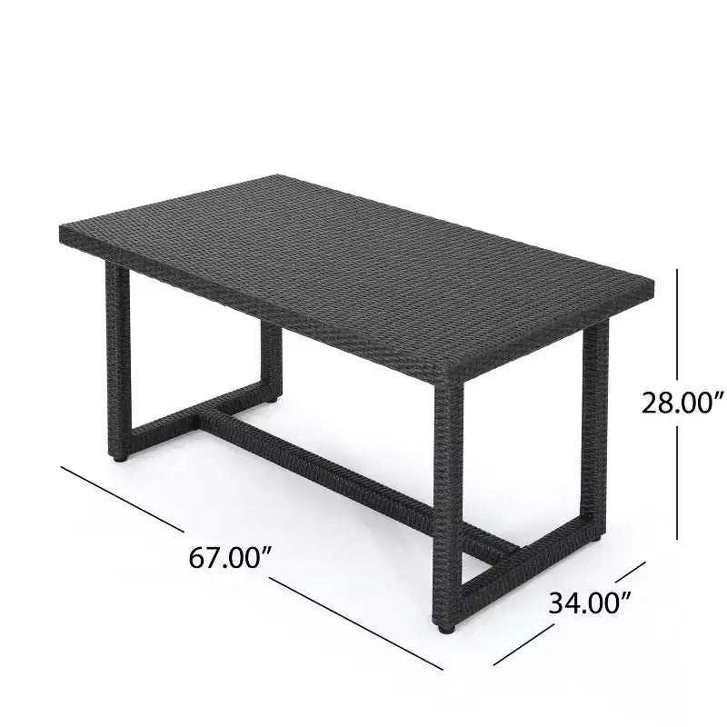 Christopher Knight Home Harlowe Set da Pranzo da Esterno a 7 Pezzi in Vimini con Cuscini