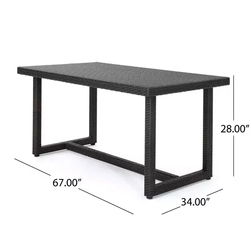 Christopher Knight Home Harlowe Set da Pranzo da Esterno a 7 Pezzi in Vimini con Cuscini
